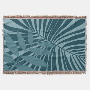 Palm- und Tropenblatt abstrakt in blau-grün grau Decke