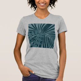 Palm- und Tropenblatt abstrakt in blau-grün grau T-Shirt