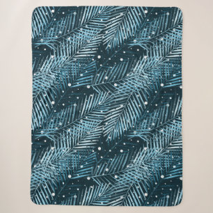 Palm verlasse blau mit weißen Polka-Punkten. Sherpadecke