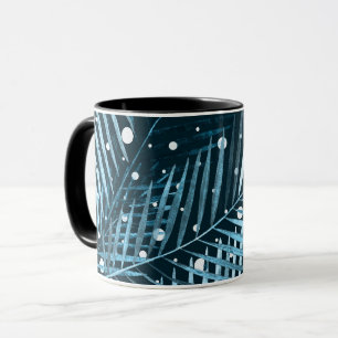 Palm verlasse blau mit weißen Polka-Punkten. Tasse
