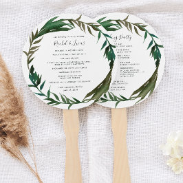 Palm Wreath Wedding Program Fächer