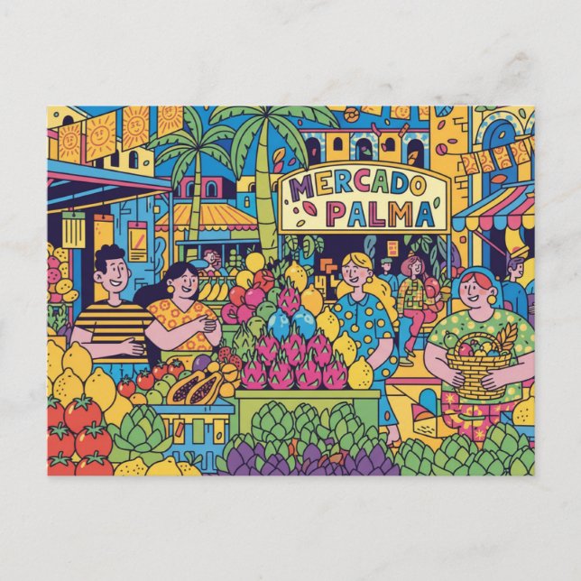 Palma de Mallorca Moderne Pop-Art Postkarte (Vorderseite)