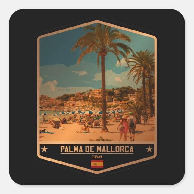 Palma de Mallorca Quadratischer Aufkleber (Vorderseite)