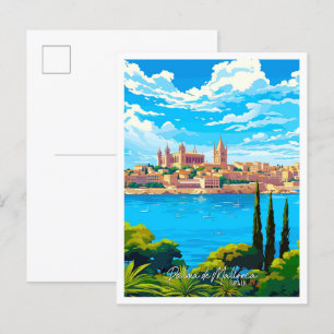 Palma de Mallorca Spanien Kunst Vintage Reise Postkarte