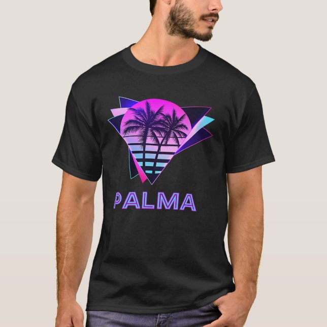 Palma Spanien 80er Vaporware Palm Tree Retro Vinta T-Shirt (Vorderseite)