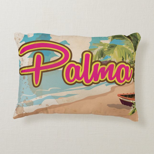 Palma Vintager Urlaub Poster Dekokissen (Rückseite)