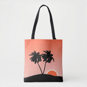 Palmbaum-Silhouette gegen einen orangefarbenen Son