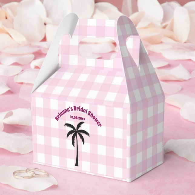 Palmbaum Weißrosa Kachelrosa Brautparty Geschenkschachtel (Hochzeit)