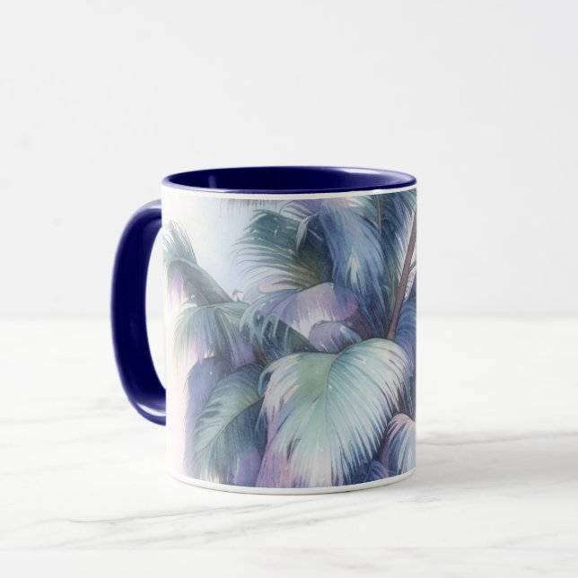 Palmbaumblätter Nahaufnahme Kunst Becher Tasse (Vorderseite Links)