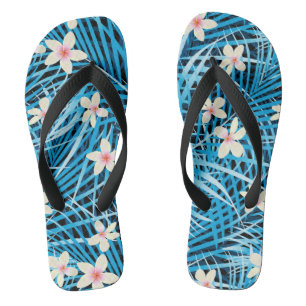Palmblatt-Blau-Muster Flip Flops