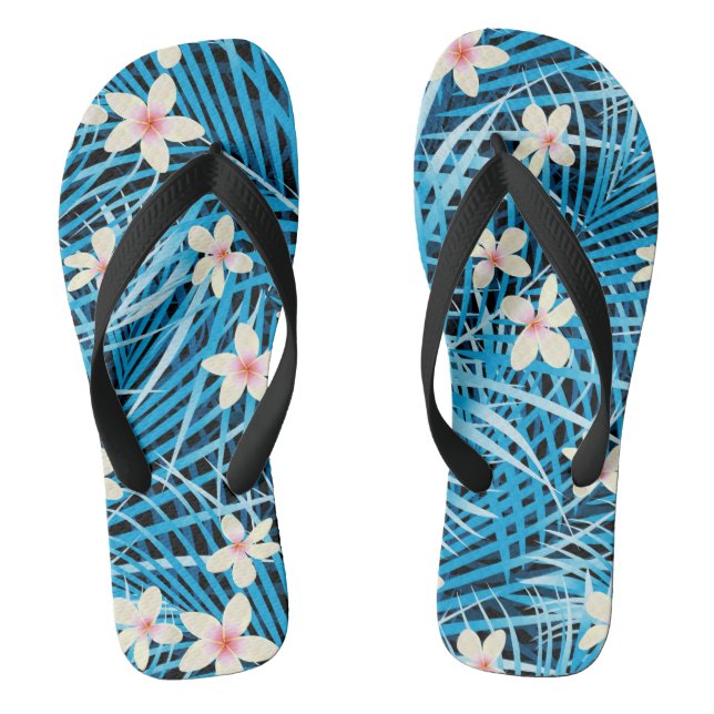 Palmblatt-Blau-Muster Flip Flops (Fußbett)