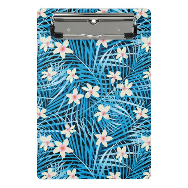 Palmblatt-Blau-Muster Mini Klemmbrett (Vorderseite)
