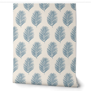 Palmblatt Blau und Creme Tapete