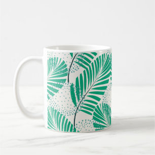 Palmblatt-Blumenmuster: Weiß Vintage Kaffeetasse