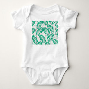 Palmblatt-Blumenmuster: Weißer Vintage-Stil Baby Strampler
