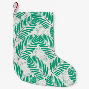 Palmblatt-Blumenmuster: Weißer Vintage-Stil Kleiner Weihnachtsstrumpf