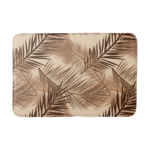 Palmblatt-Druck, dunkles Brown, TAN und Beige Badematte