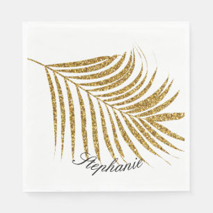 Palmblatt Gold Glitter Individueller Name Cute Tre Serviette