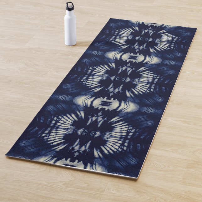 Palmblatt in Delft Blau | Symmetrisches Zen Yogamatte (Beispiel)