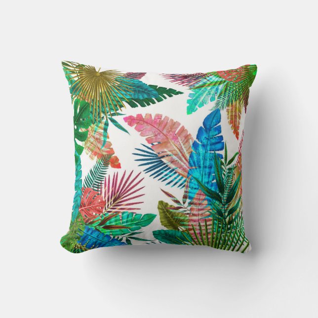 Palmblätter auf weißem Hintergrund Kissen (Vorderseite)