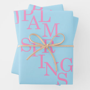 Palmblätter rosa und blau geschenkpapier set