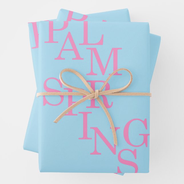 Palmblätter rosa und blau geschenkpapier set (Beispiel)