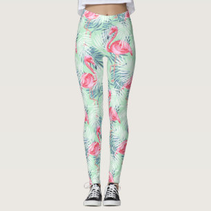 Palmblätter und Flamingos Leggings