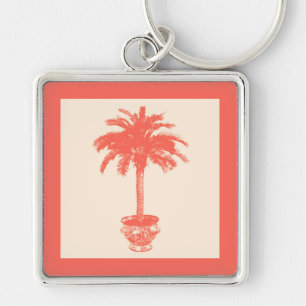 Palmblätterbaum - Farbtöne von Korallenorange Schlüsselanhänger