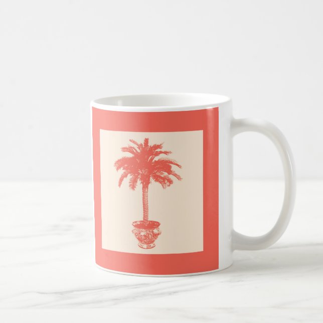 Palmblätterbaum - Farbtöne von Korallenorange Tasse (Rechts)