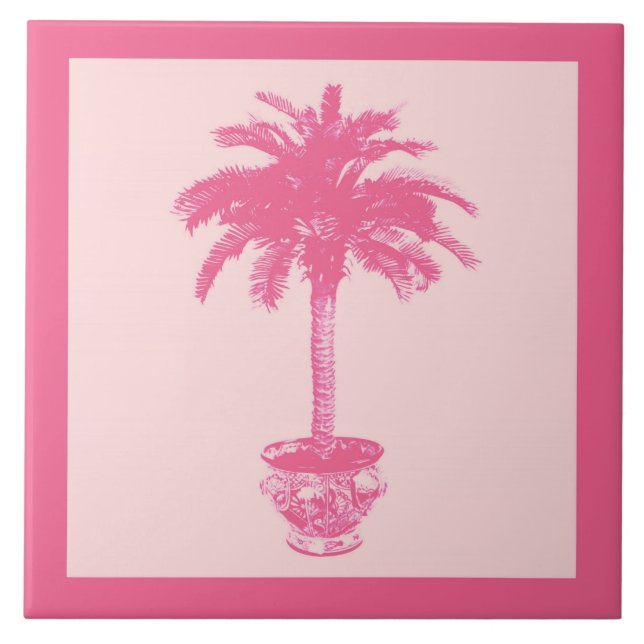 Palmblätterbaum - Farbtöne von Korallenrosa Fliese (Vorderseite)