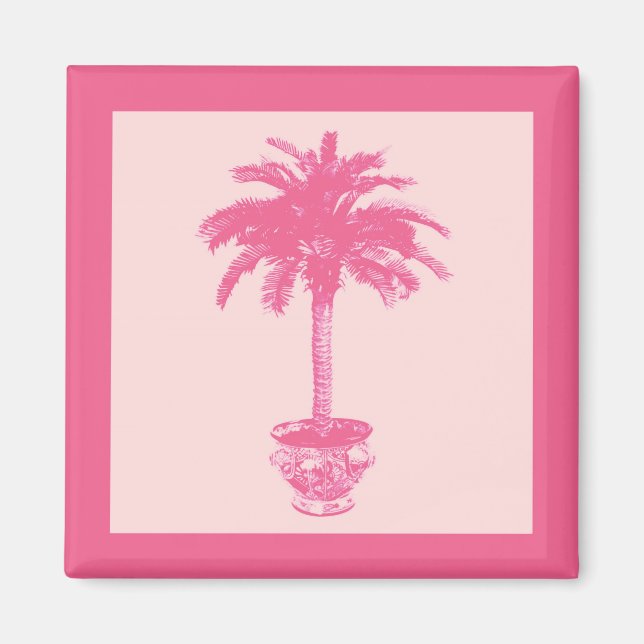 Palmblätterbaum - Farbtöne von Korallenrosa Magnet (Vorne)