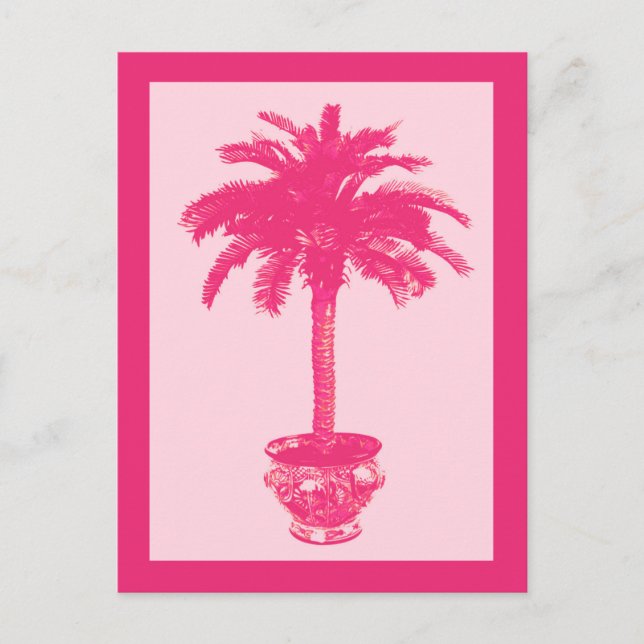 Palmblätterbaum, Korallenfarben Postkarte (Vorderseite)
