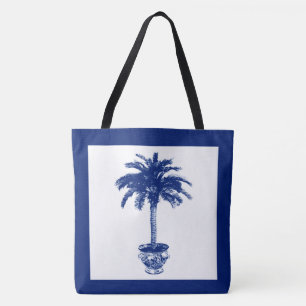 Palmblätterbaum - marineblau und weiß