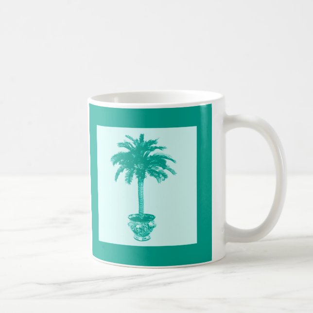 Palmblätterbaum - türkis und aqua tasse (Rechts)