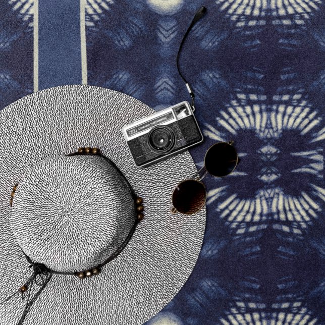 Palmblätterblättern in Delft Blue, benutzerdefinie Strandtuch (Von Creator hochgeladen)