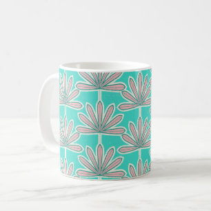 Palmblätterblau Mitte des Jahrhunderts Kaffeetasse