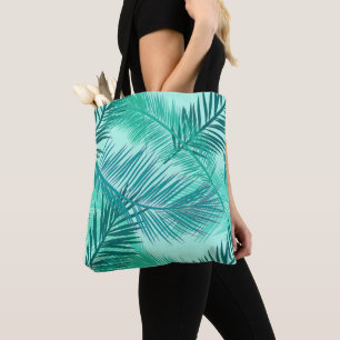 Palmblätterdrucke, Türkis, Aquamarin und Aqua