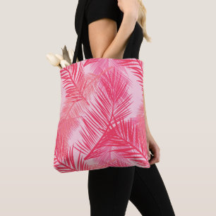 Palmblätterprint, Fuchsia, Korallen und Pastellros