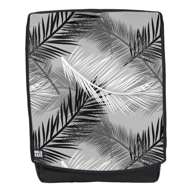 Palmblätterprint, grau / grau, schwarz und weiß rucksack (Vorderseite)