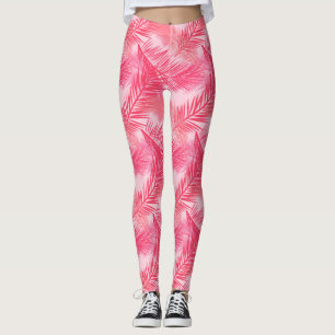 Palmblätterprint, Koralle, Pfirsich und Pastellros Leggings