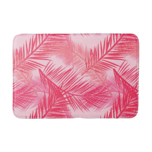 Palmblätterprint, Korallen, Pfirsich und Pastellr Badematte