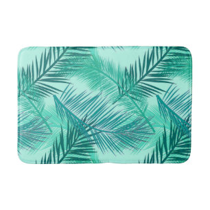 Palmblätterprint, Türkis, Aquamarin und Aqua Badematte