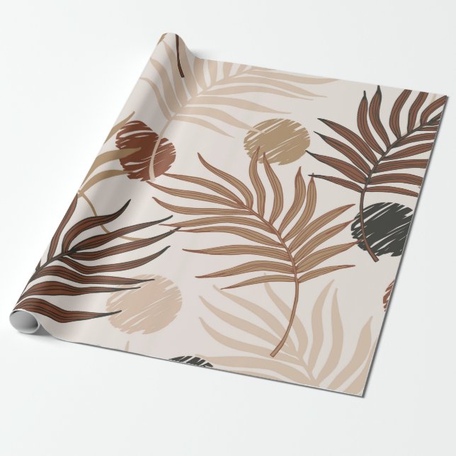 Palmblattkunst nahtlos auf erdgetönte Muster Geschenkpapier (Ungerollt)