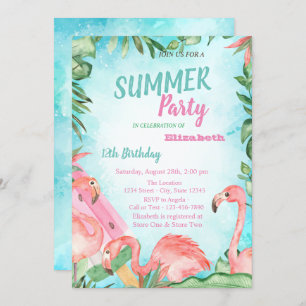 Palmblättrige Flamingos, Eiscreme Geburtstagsparty Einladung