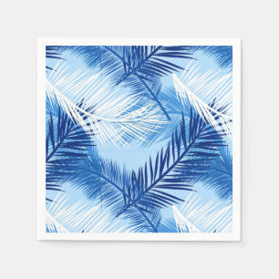 Palmblättrige Printwerbung, Kobalt, White und Sky Serviette