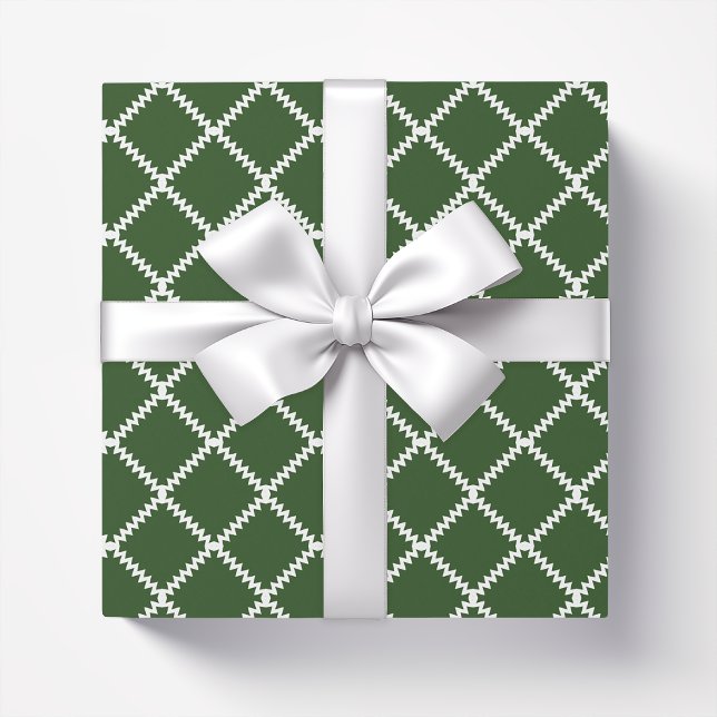 Palmblättriger, dunkelgrüner Trellis Geschenkpapier (Von Creator hochgeladen)