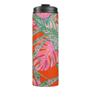 Palmblättriger Monsterinaltrope in rotem Rosa Thermosbecher