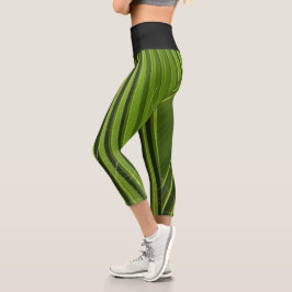 Palmblättriger tropischer, hellgrüner vertikaler S Capri Leggings