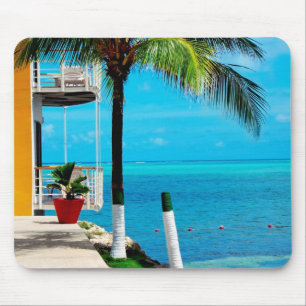 Palme am Vorgarten eines Hauses durch das Meer Mousepad