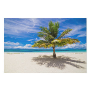 Palme auf weißem Sand-Strand Künstlicher Leinwanddruck
